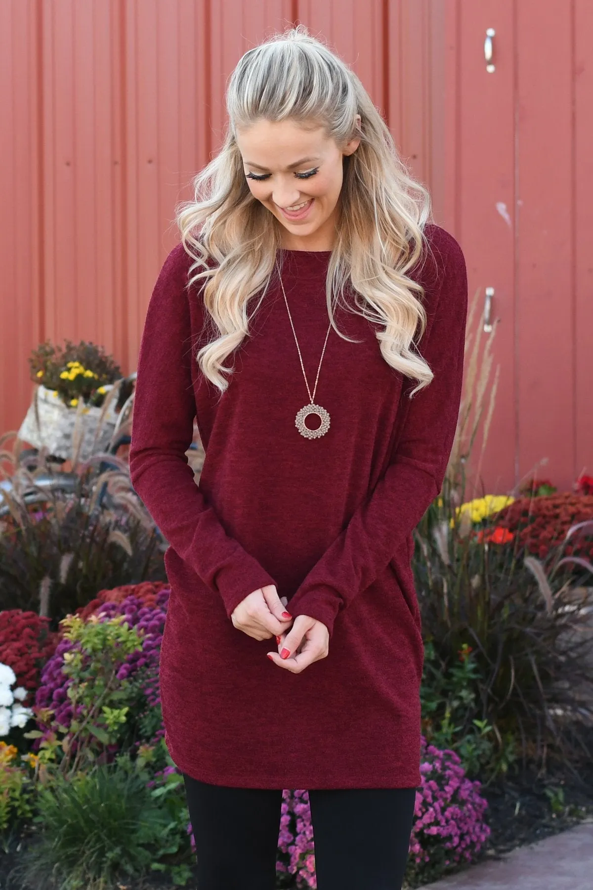 Fall Feels Burgundy Tunic Top