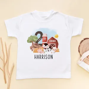 Farm Theme 2nd Birthday Personalised Kids & Toddler T Shirt