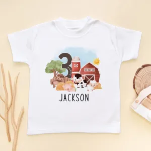Farm Theme 3rd Birthday Personalised Kids & Toddler T Shirt