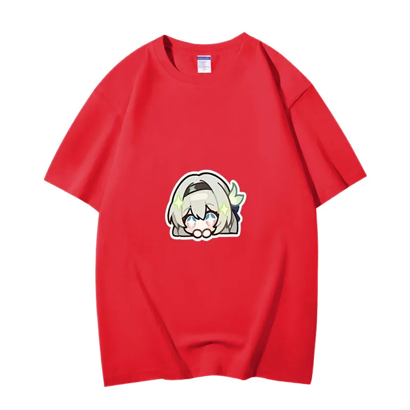 Fashion Anime Honkai Star Rail Firefly 230g GSM Hipster Style Oversized Cotton T-shirt