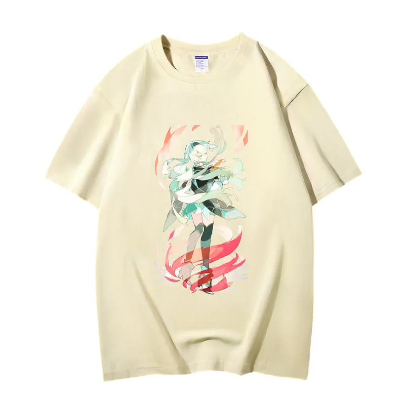 Fashion Anime Honkai Star Rail Firefly 230g GSM Hipster Style Oversized Cotton T-shirt