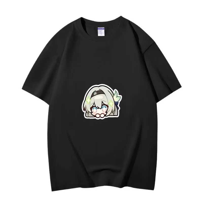 Fashion Anime Honkai Star Rail Firefly 230g GSM Hipster Style Oversized Cotton T-shirt