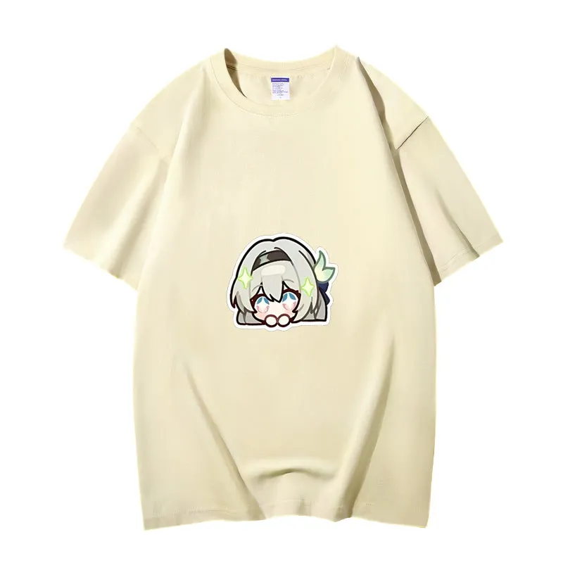 Fashion Anime Honkai Star Rail Firefly 230g GSM Hipster Style Oversized Cotton T-shirt