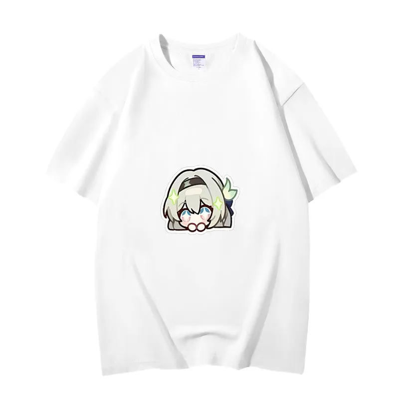 Fashion Anime Honkai Star Rail Firefly 230g GSM Hipster Style Oversized Cotton T-shirt