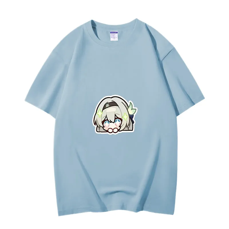 Fashion Anime Honkai Star Rail Firefly 230g GSM Hipster Style Oversized Cotton T-shirt