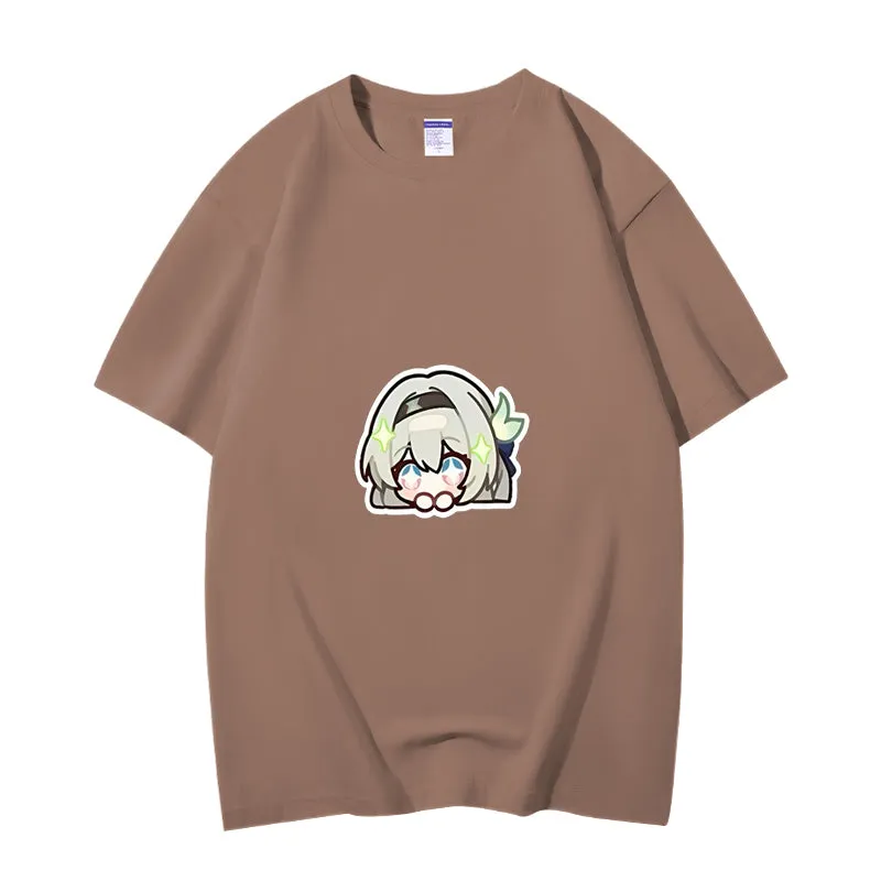 Fashion Anime Honkai Star Rail Firefly 230g GSM Hipster Style Oversized Cotton T-shirt