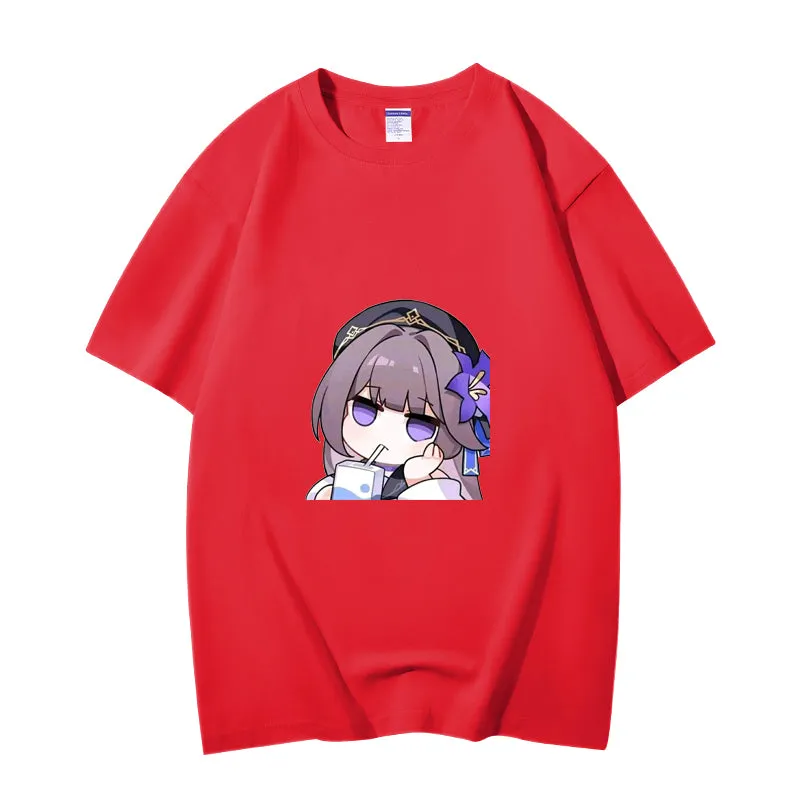 Fashion Anime Honkai: Star Rail Herta 230g GSM Hipster Style Oversized Cotton T-shirt