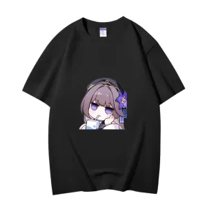 Fashion Anime Honkai: Star Rail Herta 230g GSM Hipster Style Oversized Cotton T-shirt