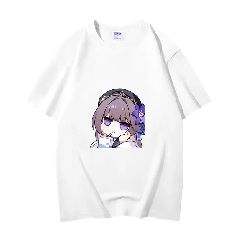 Fashion Anime Honkai: Star Rail Herta 230g GSM Hipster Style Oversized Cotton T-shirt