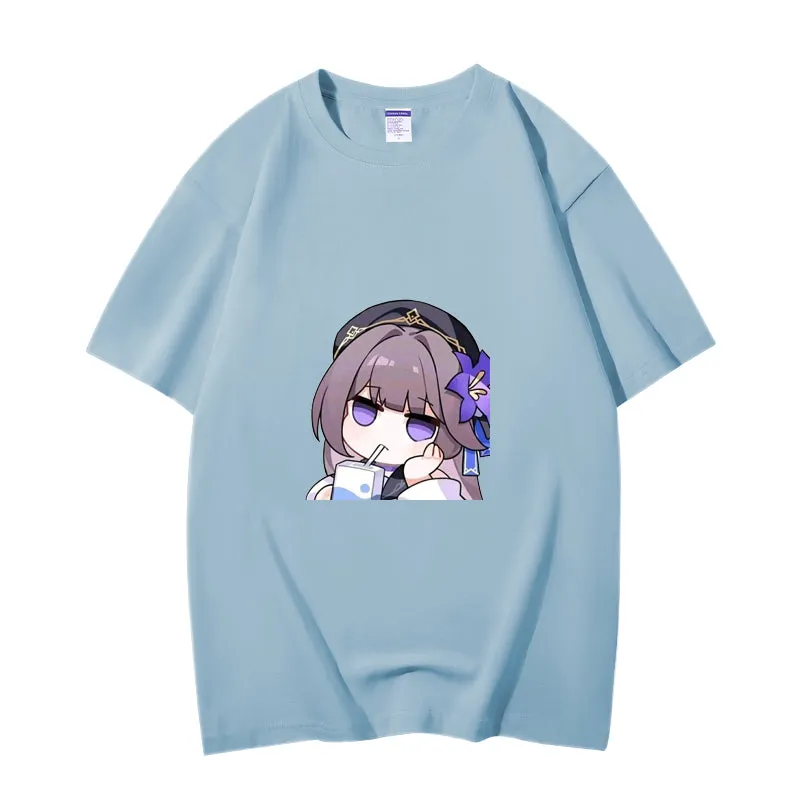 Fashion Anime Honkai: Star Rail Herta 230g GSM Hipster Style Oversized Cotton T-shirt