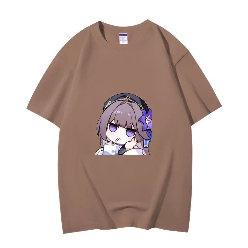 Fashion Anime Honkai: Star Rail Herta 230g GSM Hipster Style Oversized Cotton T-shirt
