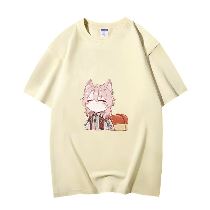 Fashion Anime Honkai: Star Rail Jiao Qiu 230g GSM Hipster Style Oversized Cotton T-shirt