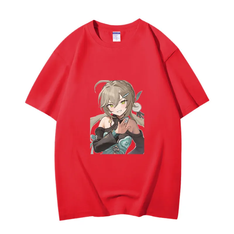 Fashion Anime Honkai Star Rail Qingque 230g GSM Hipster Style Oversized Cotton T-shirt