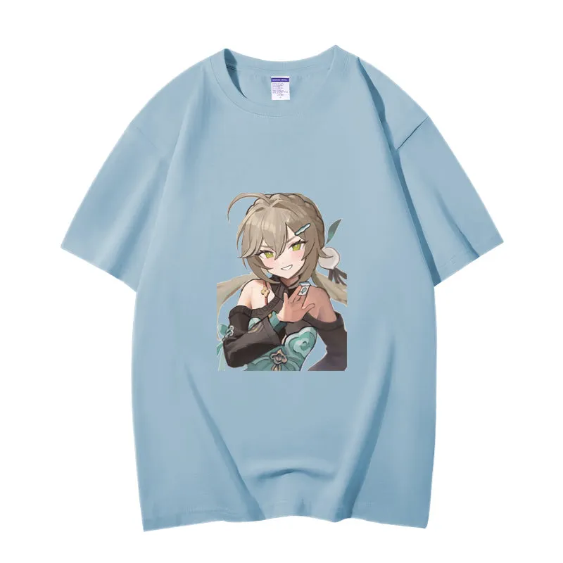 Fashion Anime Honkai Star Rail Qingque 230g GSM Hipster Style Oversized Cotton T-shirt