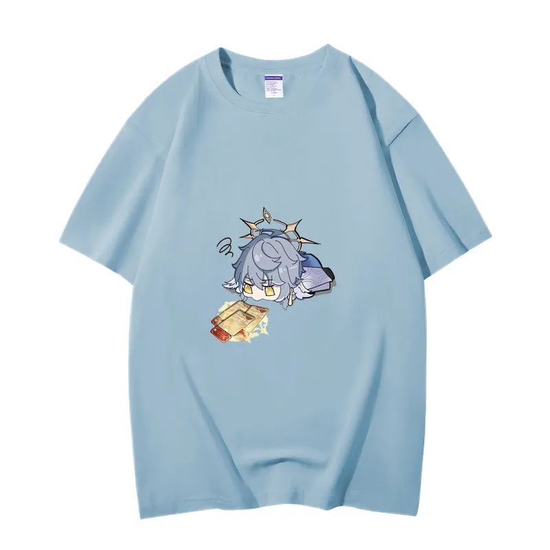 Fashion Anime Honkai Star Rail Sunday 230g GSM Hipster Style Oversized Cotton T-shirt