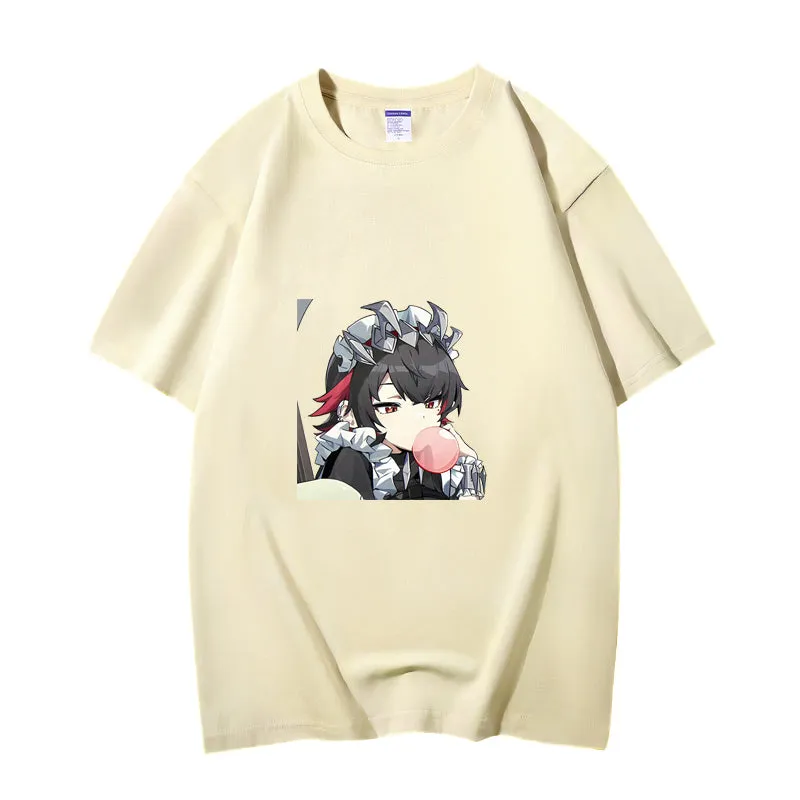 Fashion Anime Zenless Zone Zero Ellen Joe 230g GSM Hipster Style Oversized Cotton T-shirt