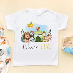 Fifth Birthday Animals Theme Personalised Kids & Toddler T Shirt