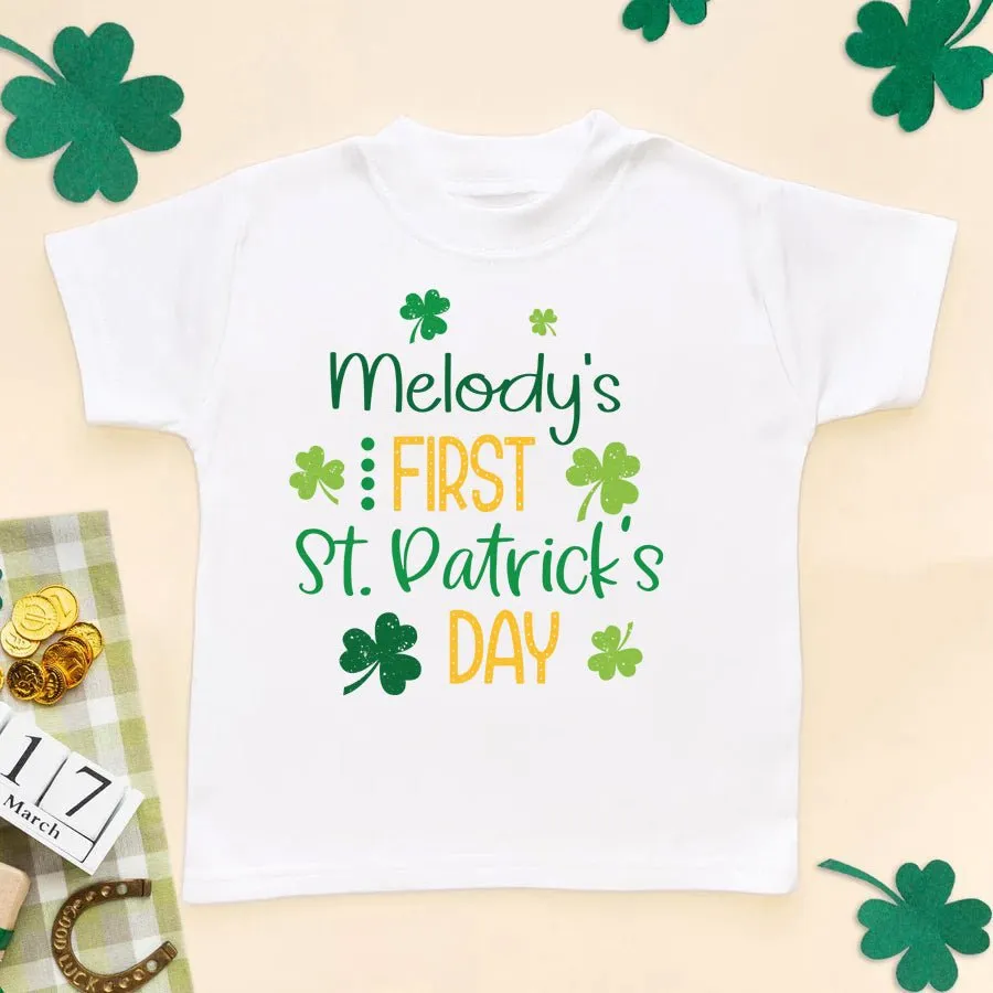 First St Patrick's Day Personalised Name Toddler & Kids T Shirt