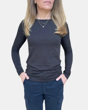 FITTED LONG SLEEVE T-SHIRT IN BLACK