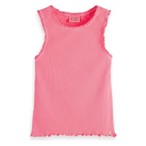 Fitted Ribbed Tank Top - Neon Pink