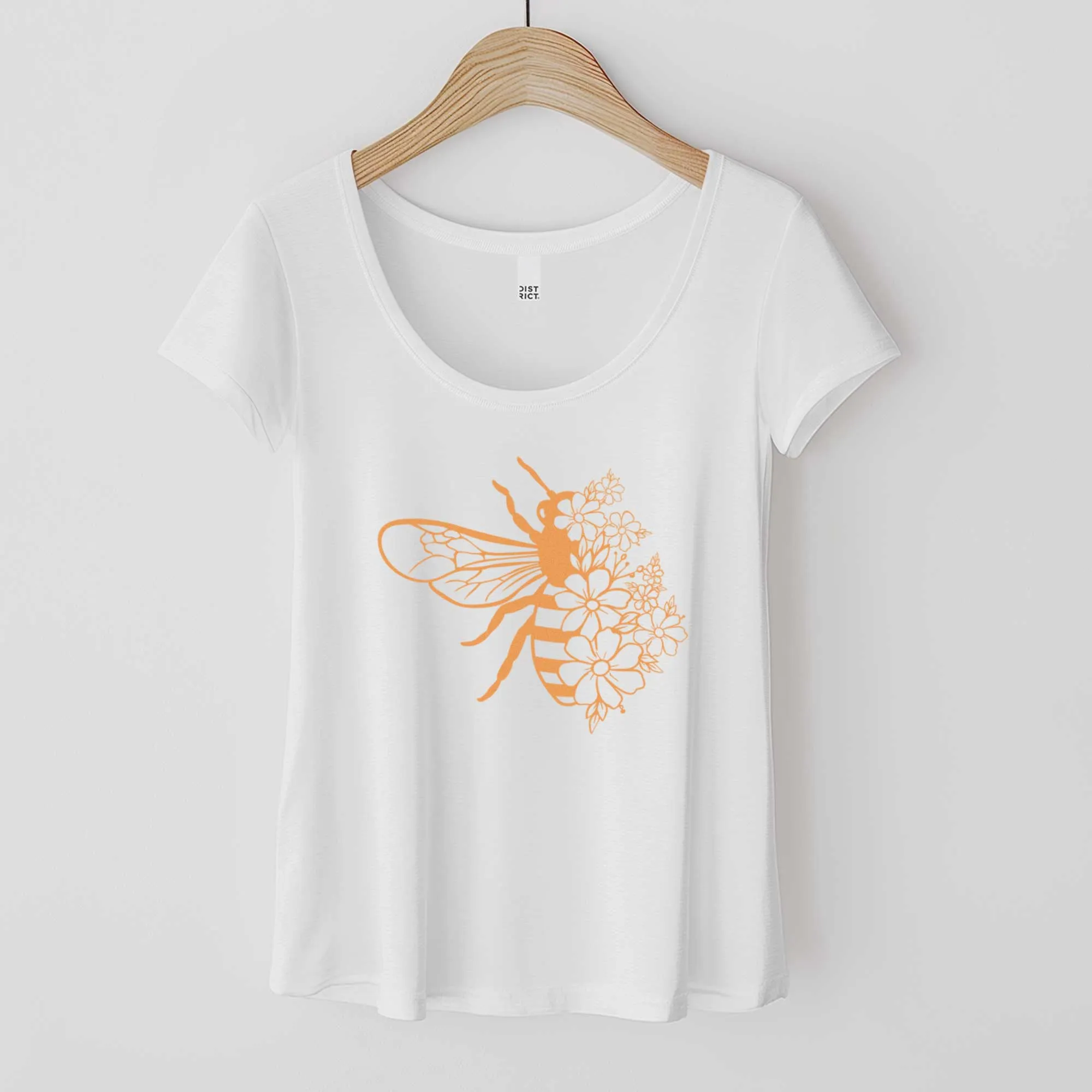 Floral Bee - Women’s Flex Scoop Neck Tee