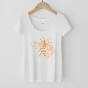 Floral Bee - Women’s Flex Scoop Neck Tee