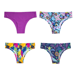 Floral Bundle - Ladies Seamless Brazilian Briefs 4 Pack Bundle