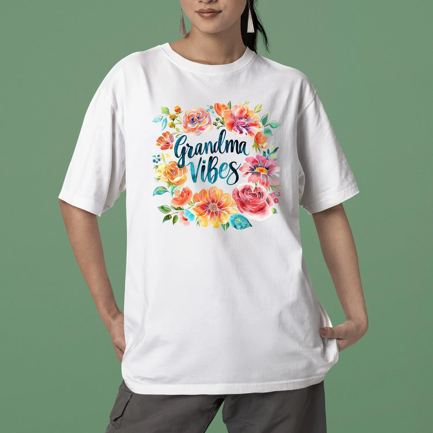 Floral Grandma Vibes T-Shirt, Cute Floral Grandma Vibes Shirt, Nana Flower Sweatshirt, Grandma Shirt, Grandma Gift, Mother's Day Gift