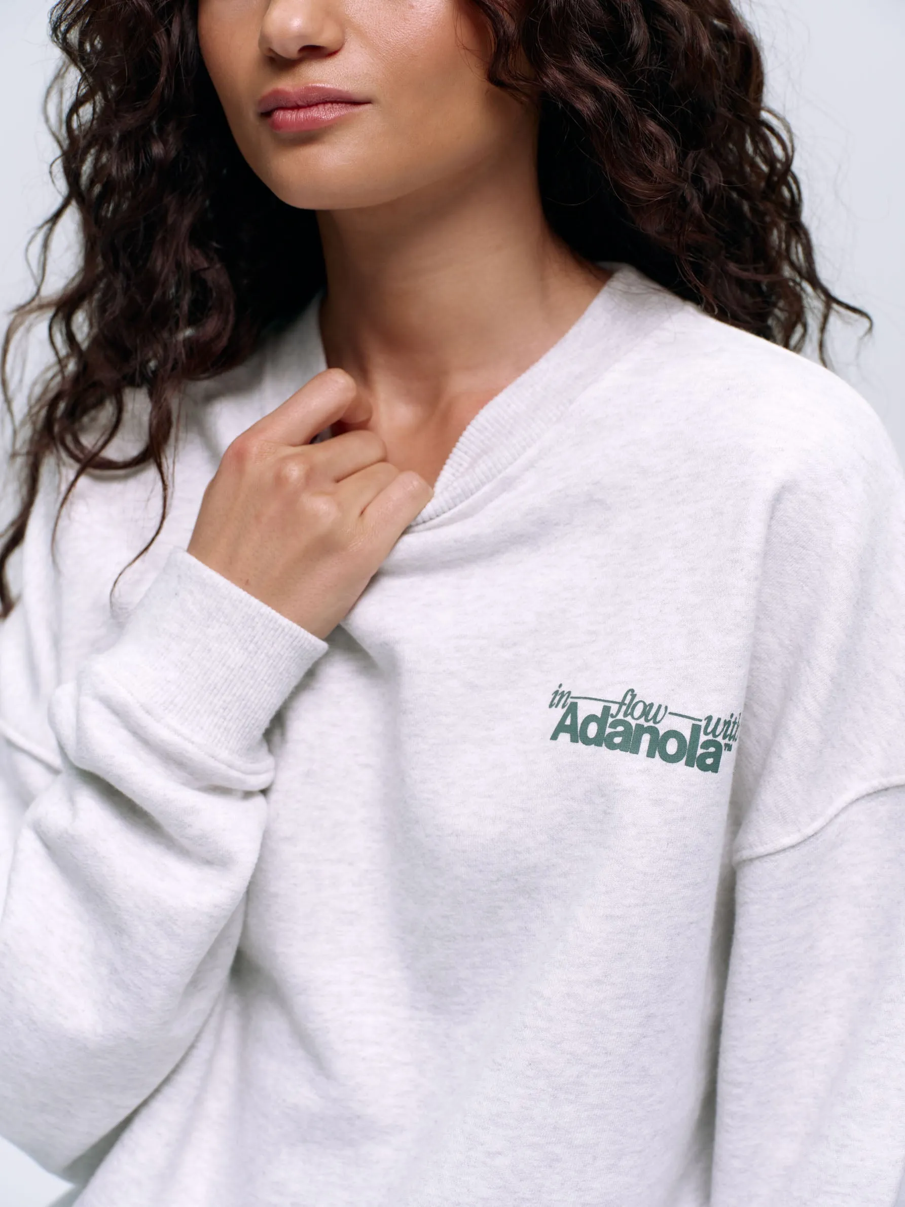 Flow Oversized Sweatshirt - Light Grey Melange/Lilac Purple