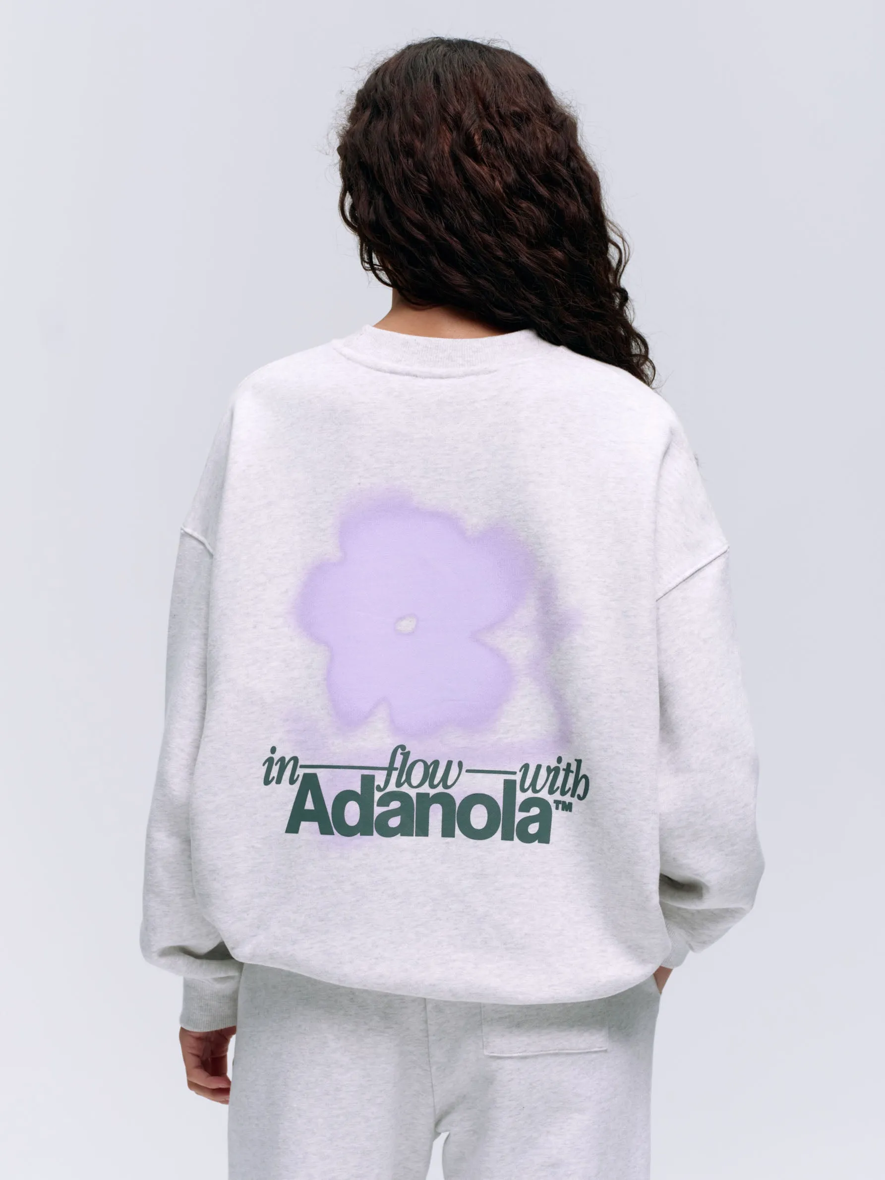 Flow Oversized Sweatshirt - Light Grey Melange/Lilac Purple