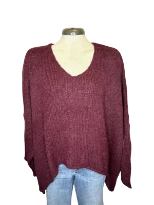 Fortune Oversized Hi Lo Soft Knit Sweater Merlot