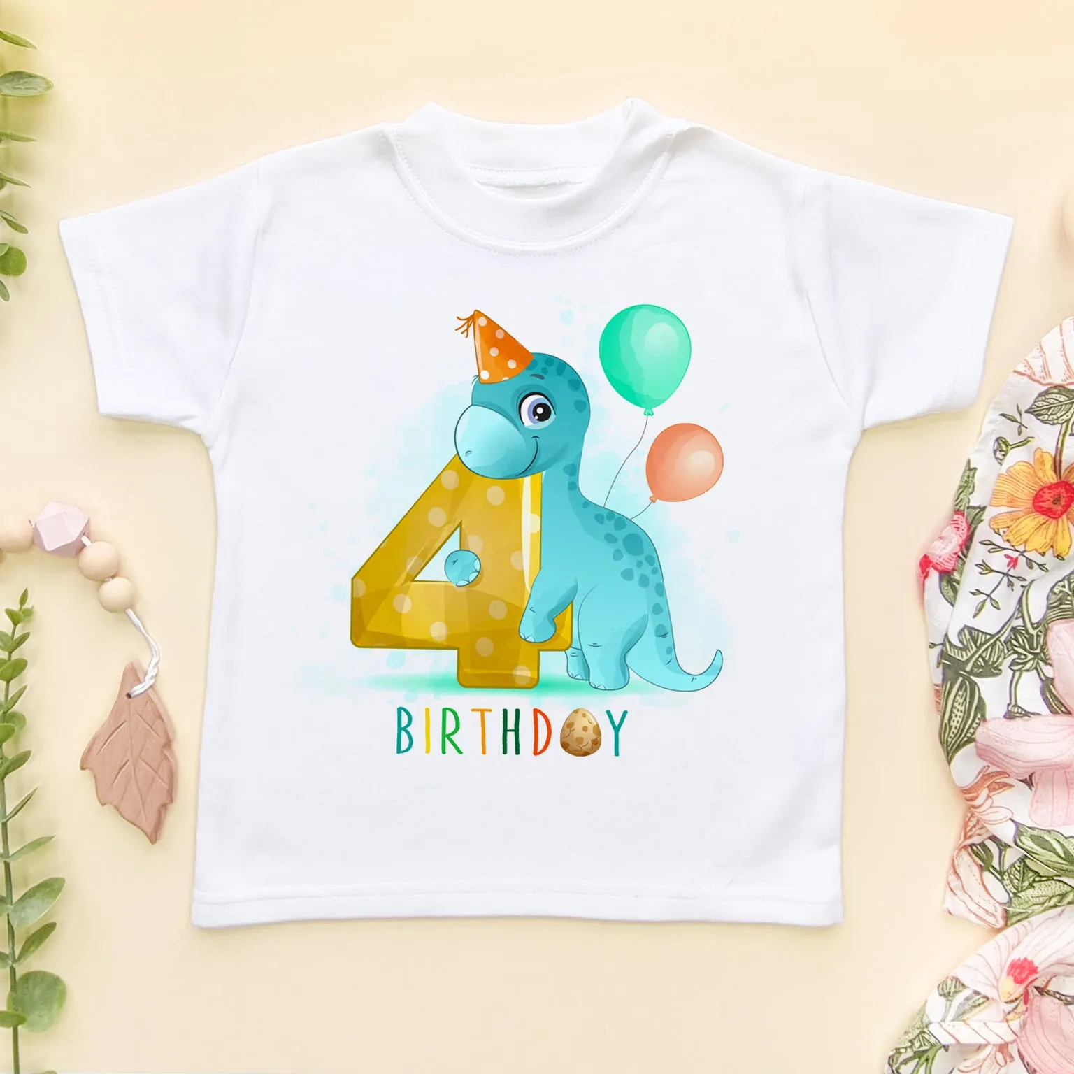 Fourth Birthday Dino T Shirt
