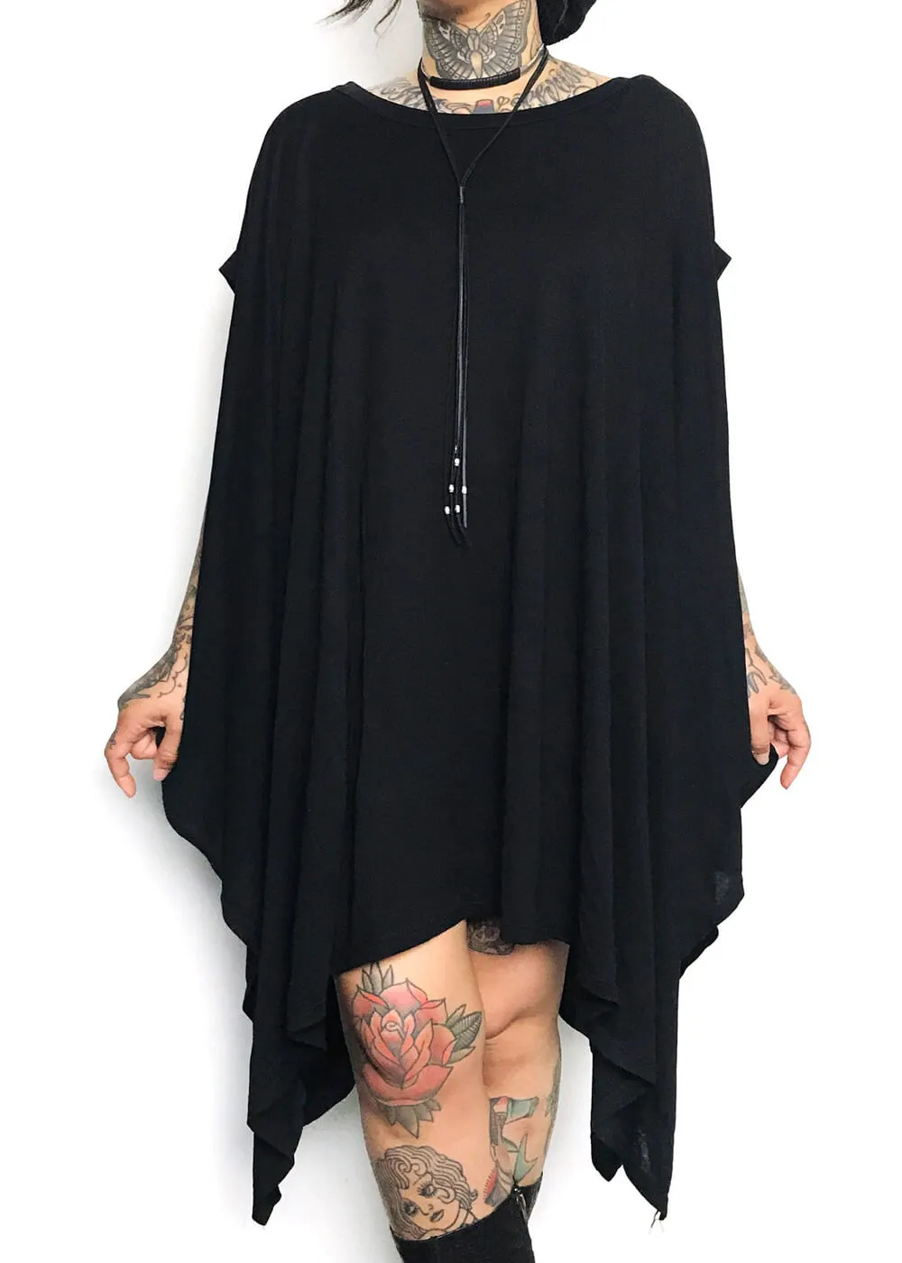 Foxblood Rhiannon Flowing Oversized Tunic Top Black