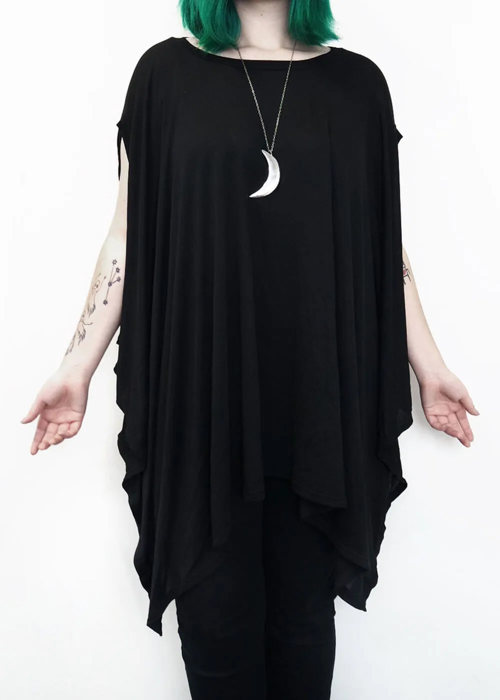 Foxblood Rhiannon Flowing Oversized Tunic Top Black