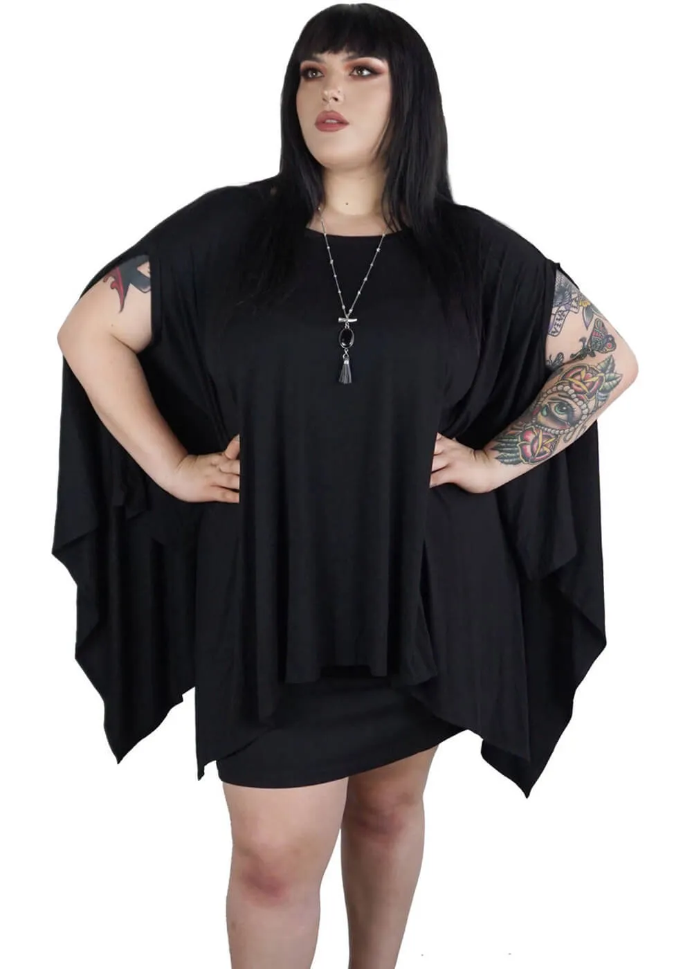 Foxblood Rhiannon Flowing Oversized Tunic Top Black