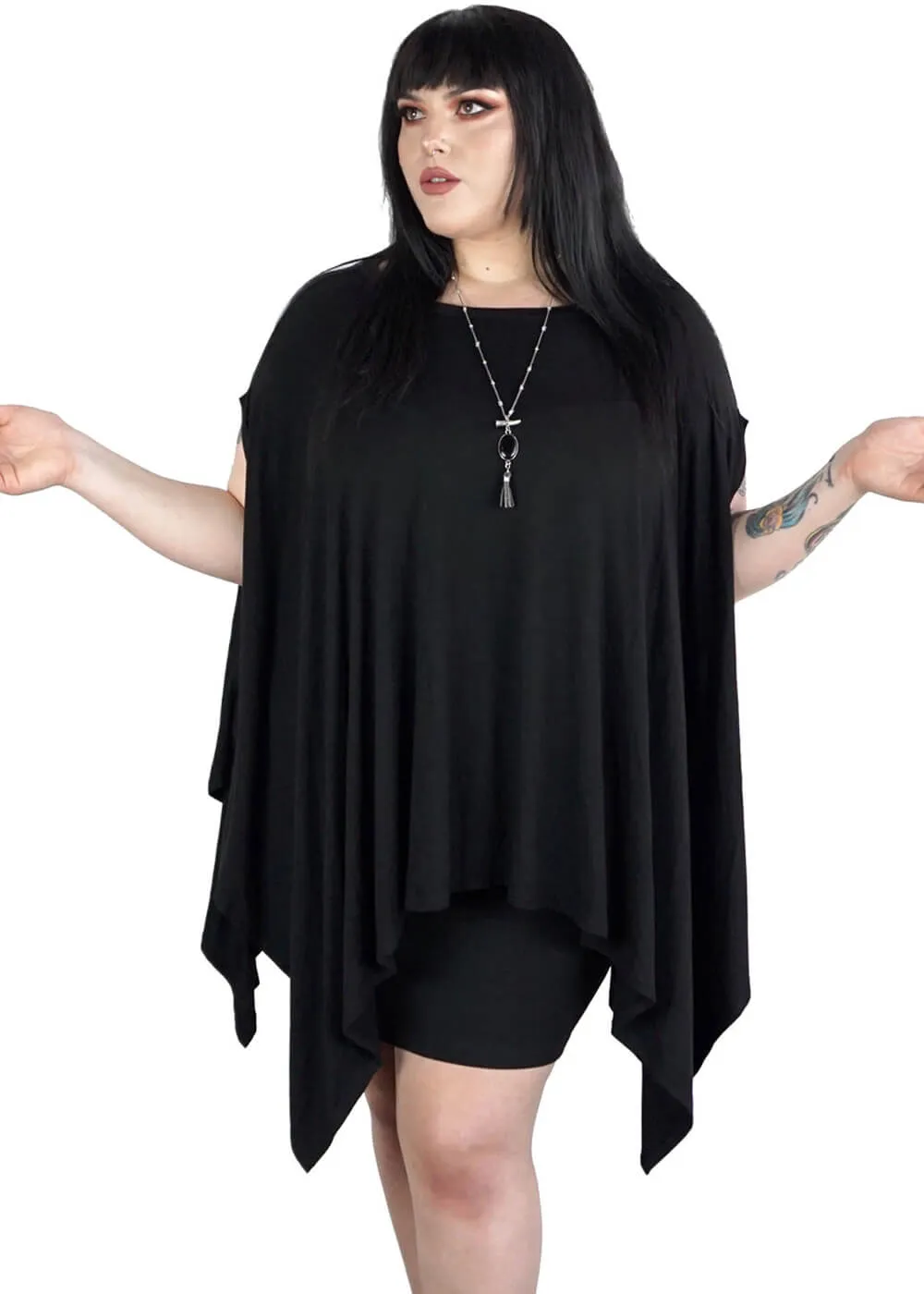 Foxblood Rhiannon Flowing Oversized Tunic Top Black
