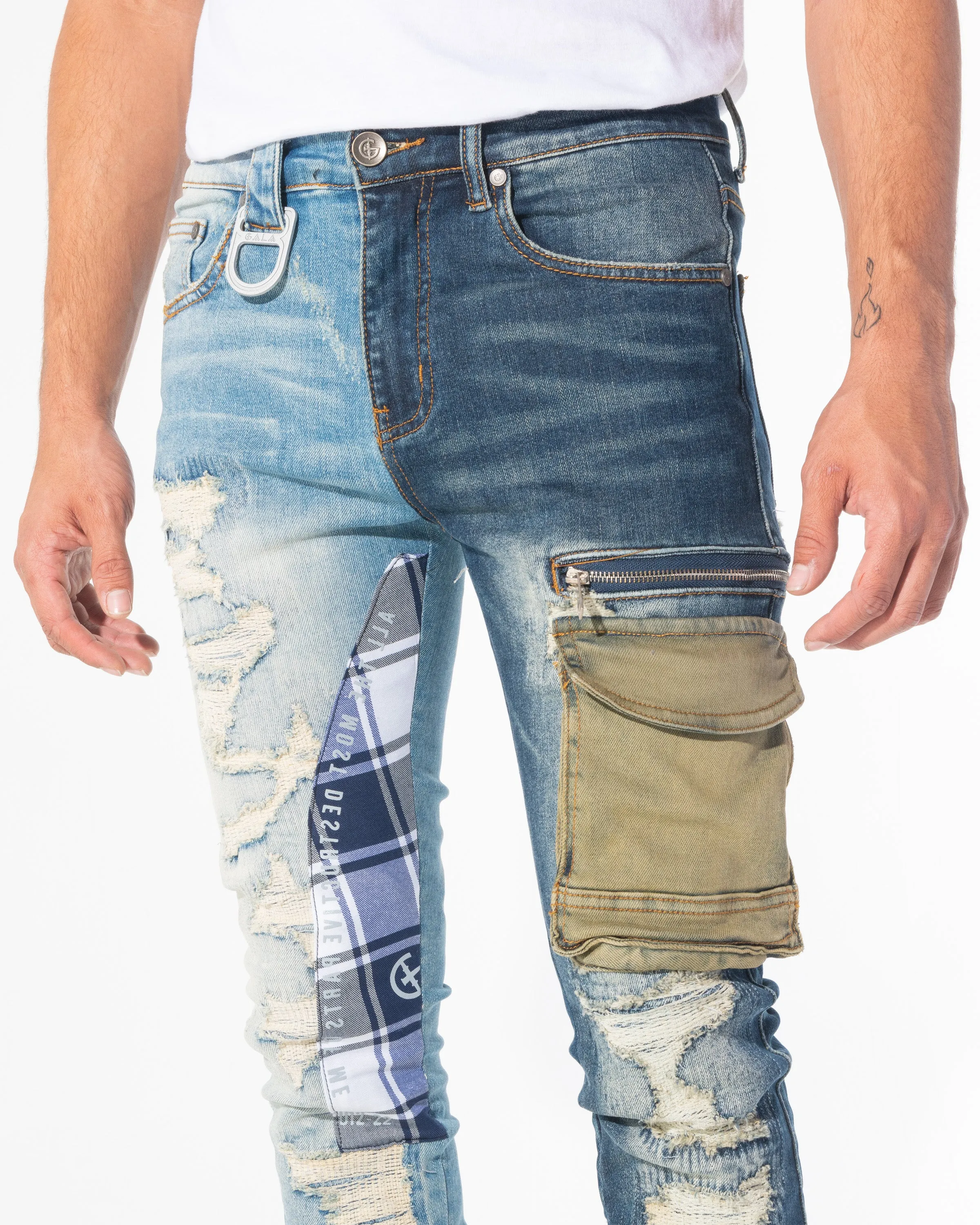 FRAGMENT DENIM (STONE/INDIGO COMBO)