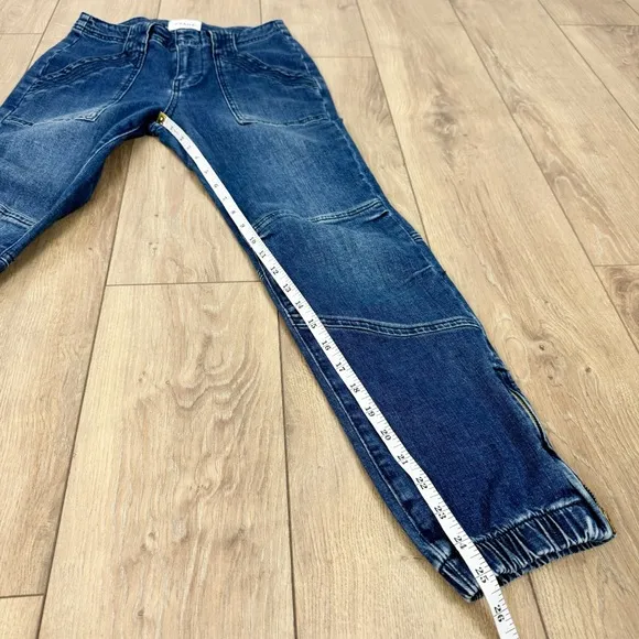 Frame Banded Bottom Trapunto Moto Jogger Jeans Waltz Blue Wash Denim Size 26