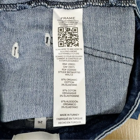 Frame Banded Bottom Trapunto Moto Jogger Jeans Waltz Blue Wash Denim Size 26