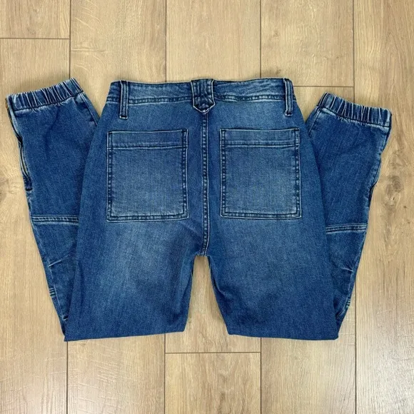 Frame Banded Bottom Trapunto Moto Jogger Jeans Waltz Blue Wash Denim Size 26
