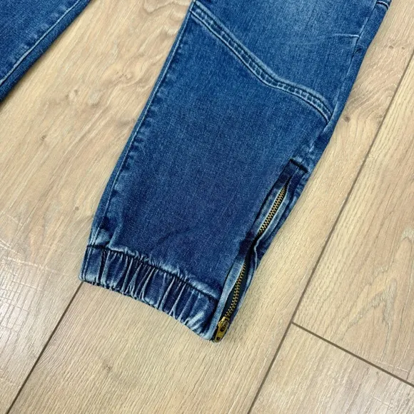 Frame Banded Bottom Trapunto Moto Jogger Jeans Waltz Blue Wash Denim Size 26