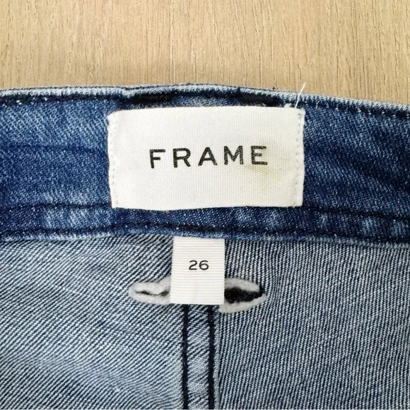 Frame Banded Bottom Trapunto Moto Jogger Jeans Waltz Blue Wash Denim Size 26