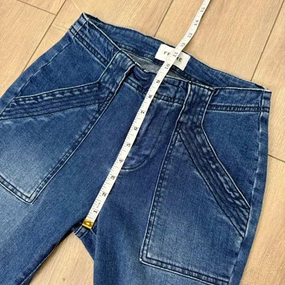 Frame Banded Bottom Trapunto Moto Jogger Jeans Waltz Blue Wash Denim Size 26