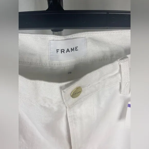 Frame Le Garcon Mid-Rise Distressed White Boyfriend Jeans Size 29 (US-8) NWT