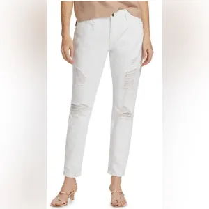 Frame Le Garcon Mid-Rise Distressed White Boyfriend Jeans Size 29 (US-8) NWT