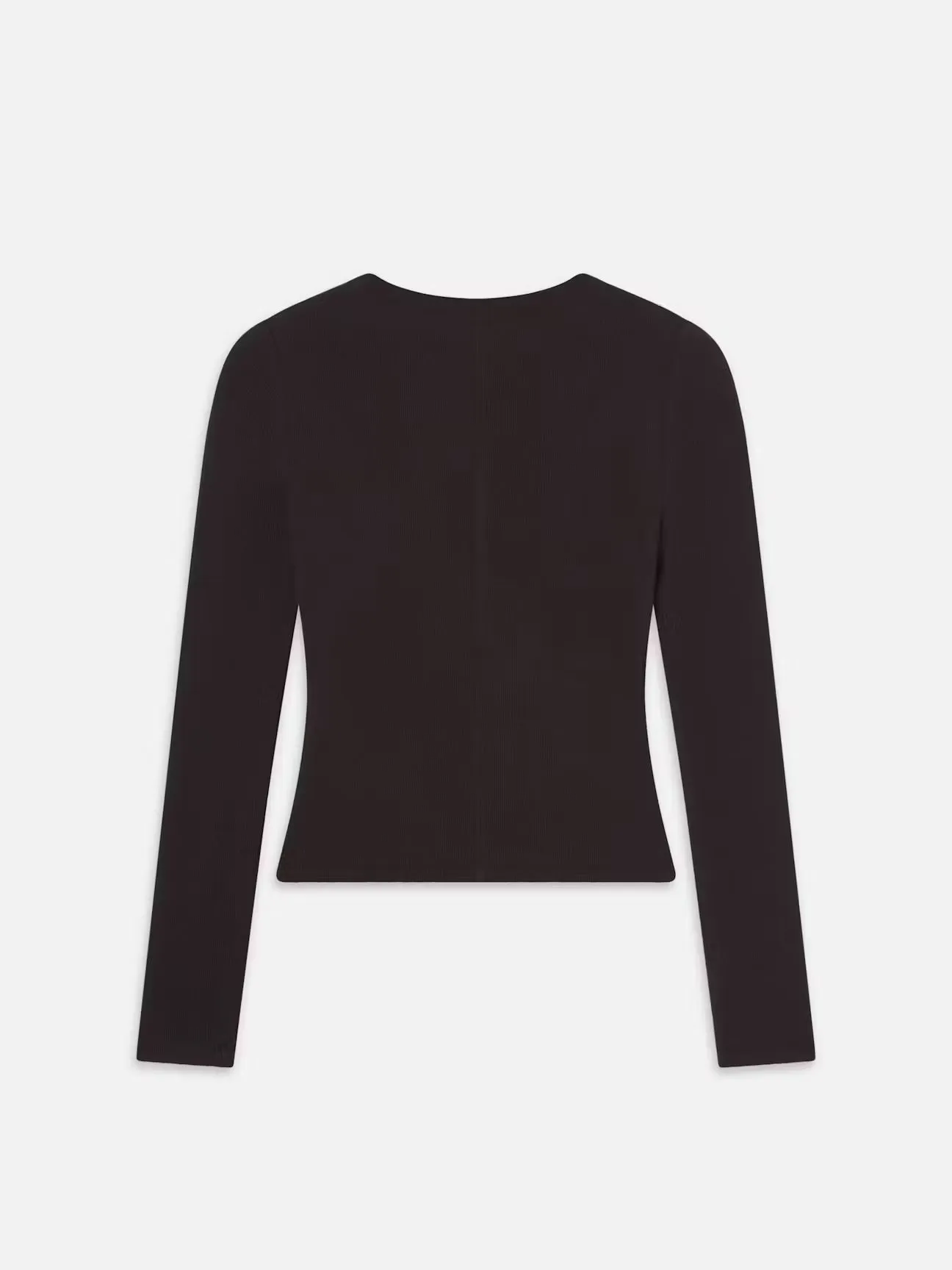 FRAME - Slinky Long Sleeve Rib Henley - Chocolate Brown
