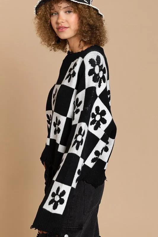 Fray Neckline Sweater