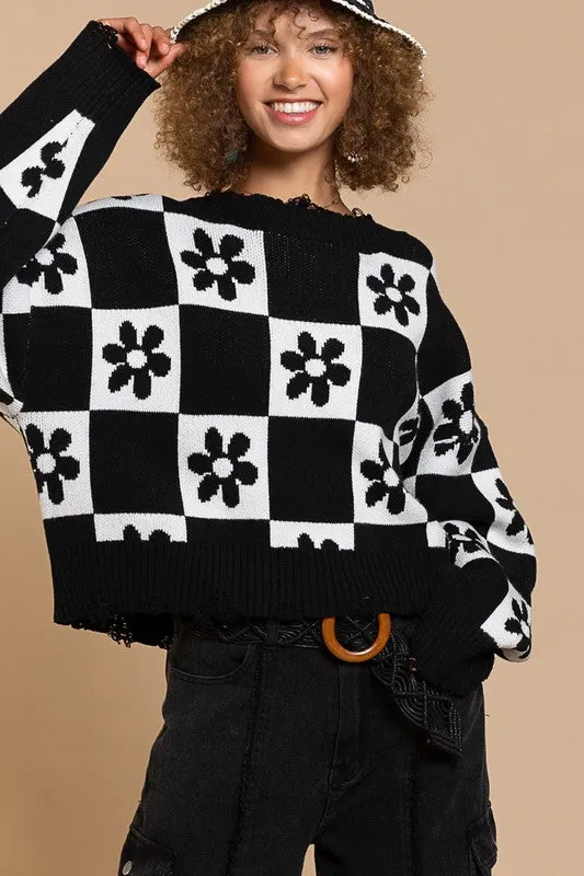 Fray Neckline Sweater