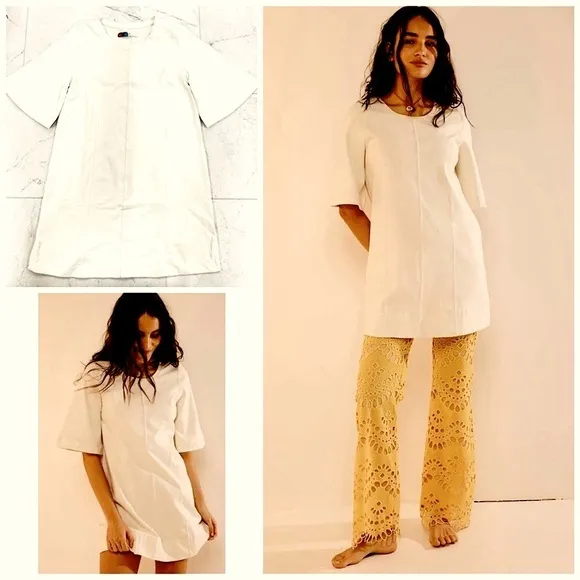 FREE PEOPLE Beach Portia Mini Dress Tofu Cream Tunic Medium NWT $68 MSRP