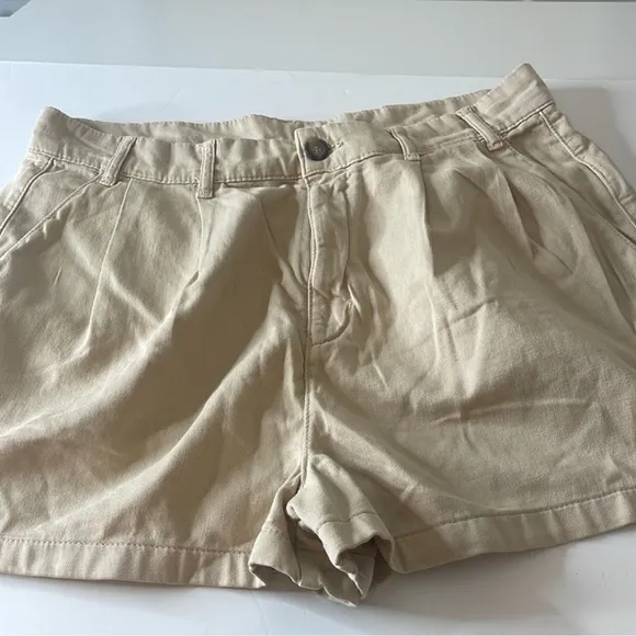 Free People Billie Chino Shorts Almond Milk Khaki Tan Size 12